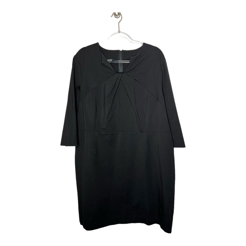 Misook Black Dress‎ Womens Size XL Modest Knee Length 3/4 Sleeves Lined Minimal